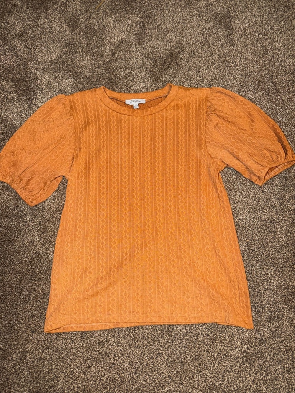 Western Textured Puff-Sleeve Top in Orange